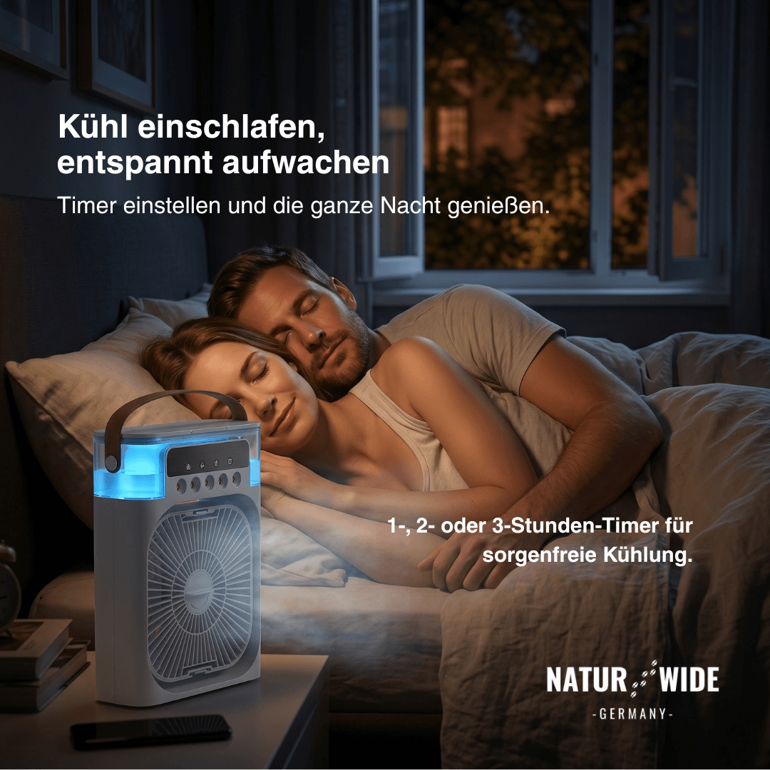3-in-1 USB Luftkühler-Ventilator – Luftbefeuchter & 7-Farben LED-Nachtlicht