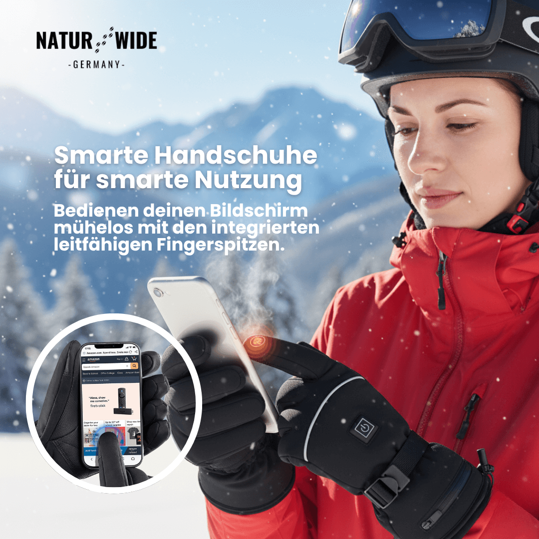 Beheizte Handschuhe – 3 Heizstufen, wasserdicht & winddicht – Naturwide