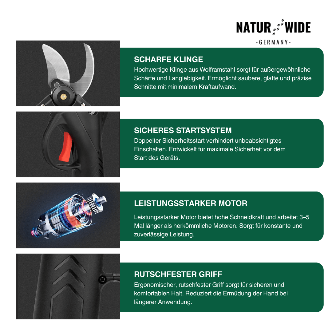 Elektrische Akku-Astschere – 30mm Schnittstärke (2 Akkus)