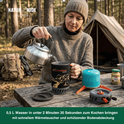 Tragbares 1400ml Camping-Kochsystem mit Gaskocher