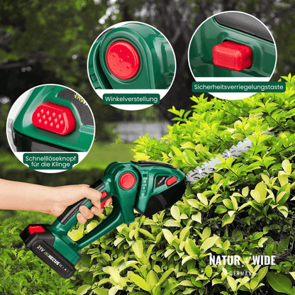 2-in-1 Akku Gras- & Strauchschere – (Verstellbar)