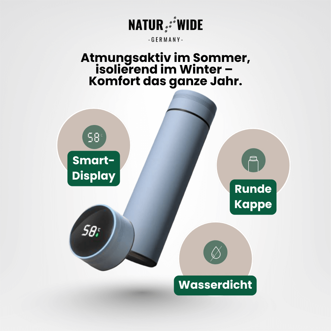 Naturwide Edelstahl Thermobecher 500ml mit Temperaturanzeige