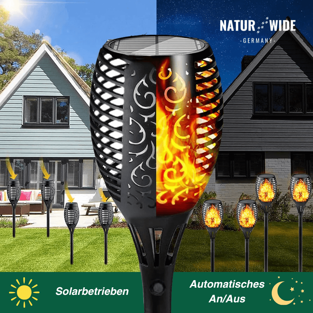 LED Solar Gartenfackel – wasserdicht & dekorativ – Naturwide