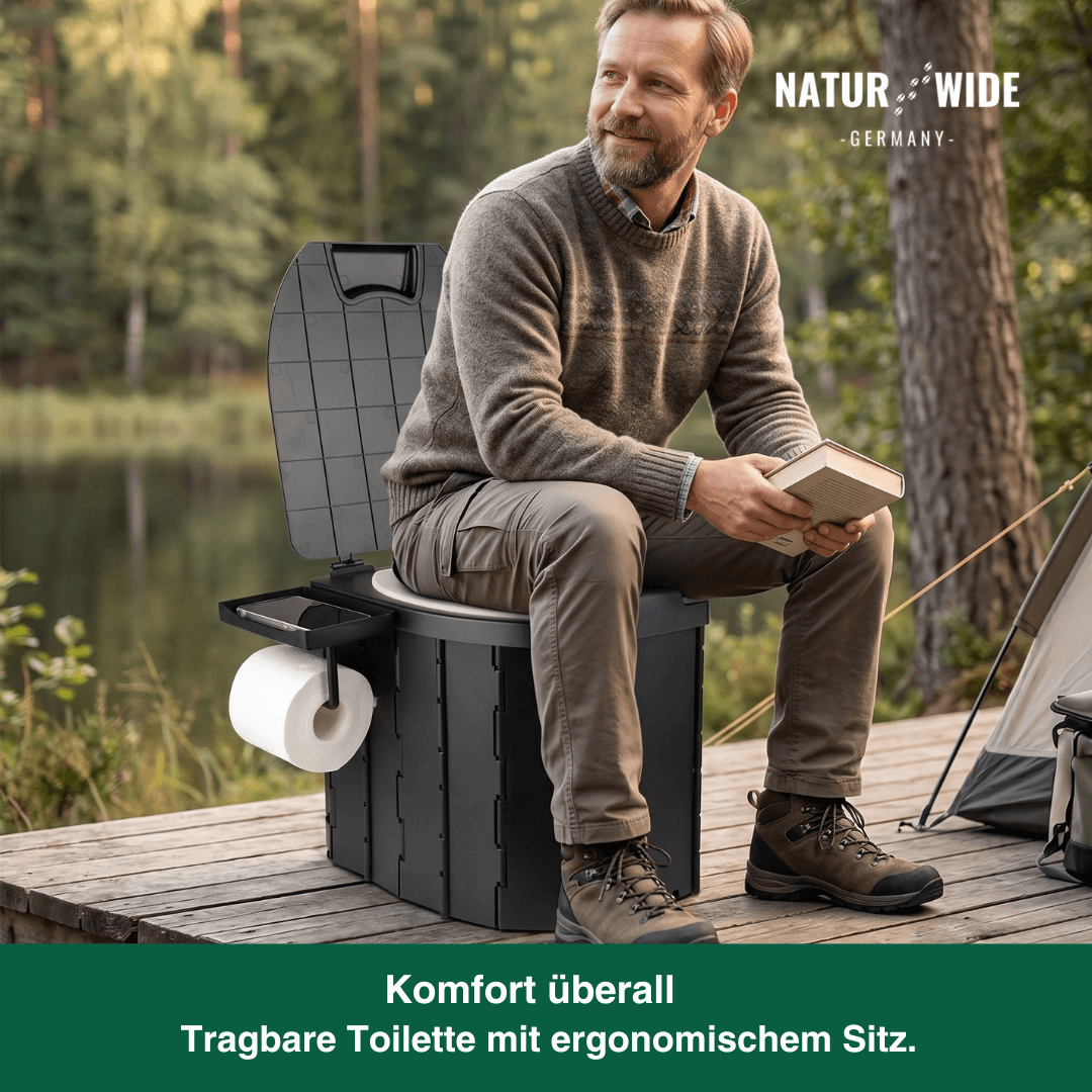 Tragbare Falt-Toilette – Klappbare Campingtoilette für Erwachsene