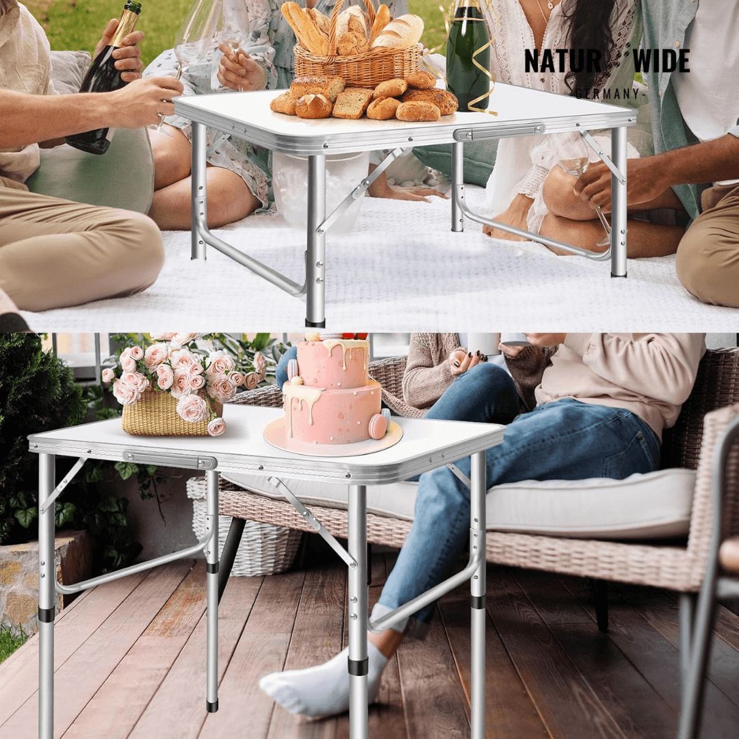 Klappbarer Campingtisch Höhenverstellbar – Alu Koffertisch