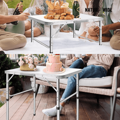 Klappbarer Campingtisch Höhenverstellbar – Alu Koffertisch