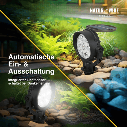 Solar Gartenstrahler LED – RGB & Weiß, IP65 & Verstellbar (2-in-1)