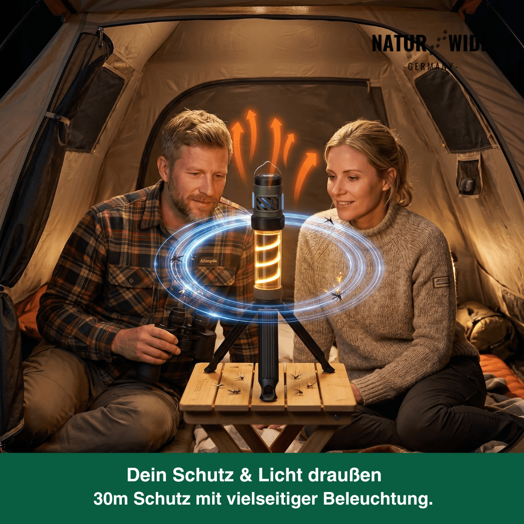 5-in-1 Campinglampe – LED-Taschenlampe & Mückenschutzlicht