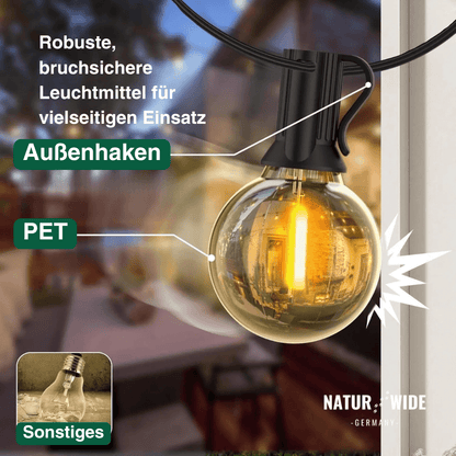 G40 LED Lichterkette Außen – Wetterfest & Bruchfest (Strom)