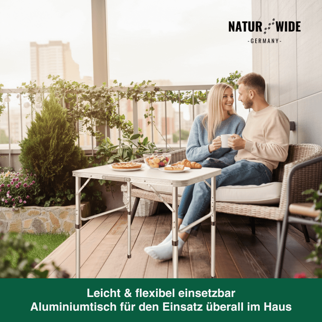 Klappbarer Campingtisch Höhenverstellbar – Alu Koffertisch
