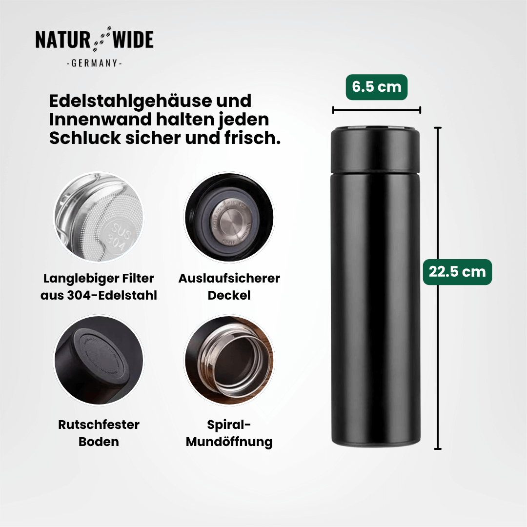 Naturwide Edelstahl Thermobecher 500ml mit Temperaturanzeige