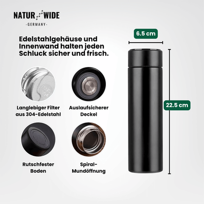 Naturwide Edelstahl Thermobecher 500ml mit Temperaturanzeige