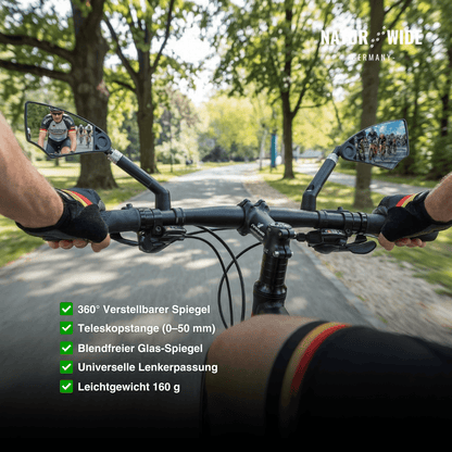 Blendfreier, um 360° verstellbarer Fahrrad-Rückspiegel