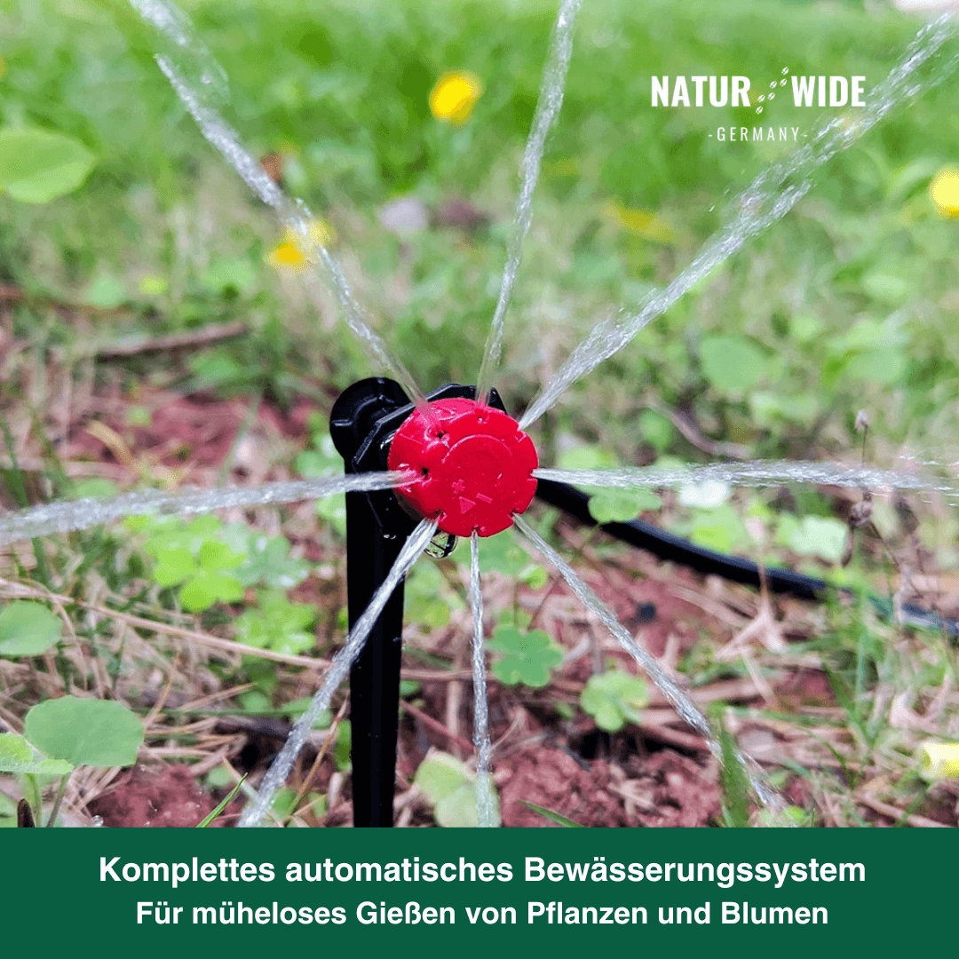 20m Mikro-Bewässerungssystem – Verstellbare Tropfer & Nebel