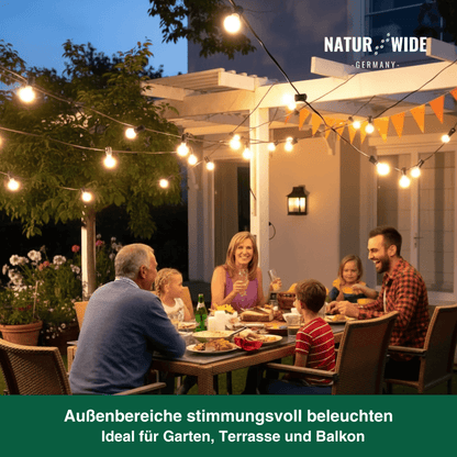G40 LED Lichterkette Außen – Wetterfest & Bruchfest (Strom)