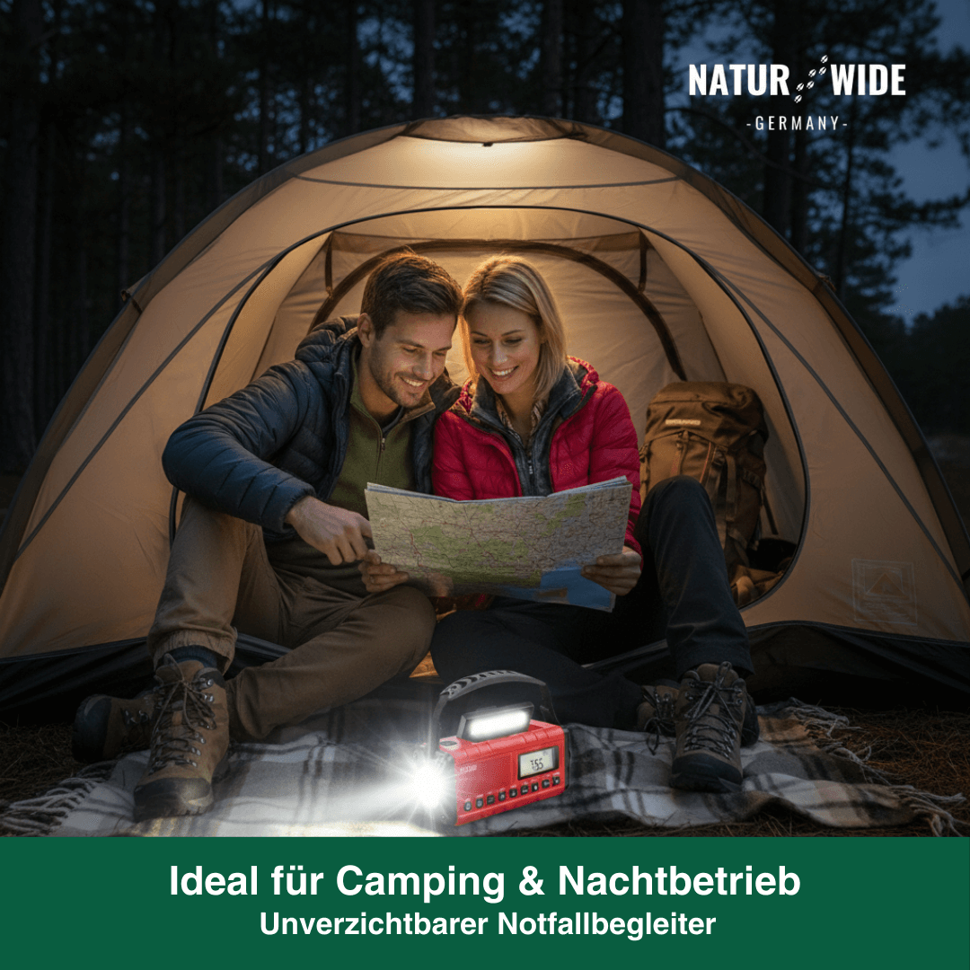 Notfall Kurbelradio 10000mAh 2.0 – Solar, LED-Licht & SOS-Alarm