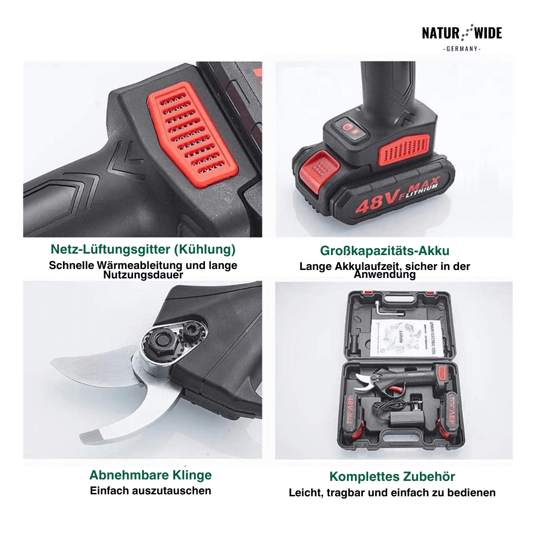 Elektrische Akku-Astschere – 30mm Schnittstärke (2 Akkus)