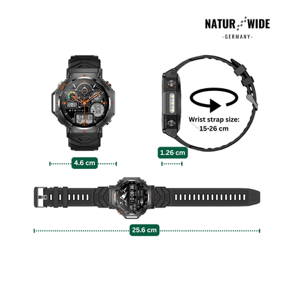Militär GPS Smartwatch – AMOLED, 10ATM, HD Bluetooth-Anruf