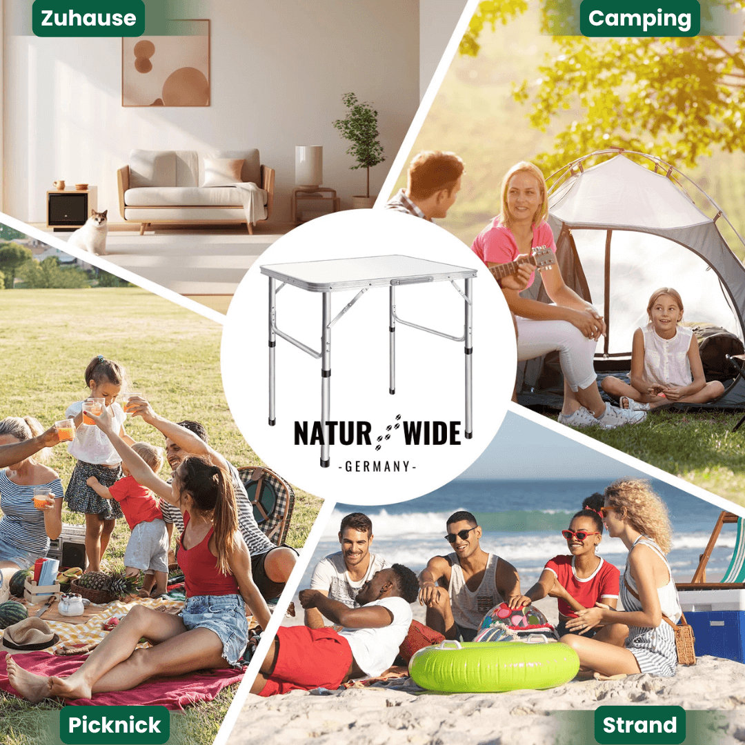 Klappbarer Campingtisch Höhenverstellbar – Alu Koffertisch