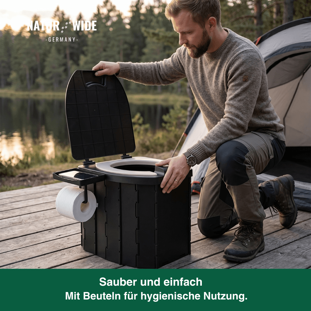 Tragbare Falt-Toilette – Klappbare Campingtoilette für Erwachsene