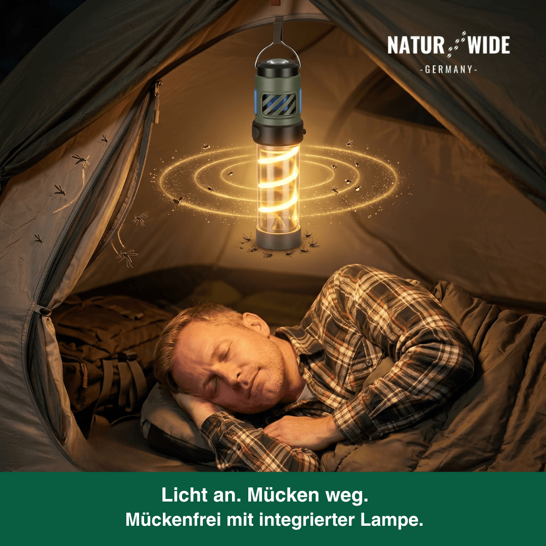 5-in-1 Campinglampe – LED-Taschenlampe & Mückenschutzlicht
