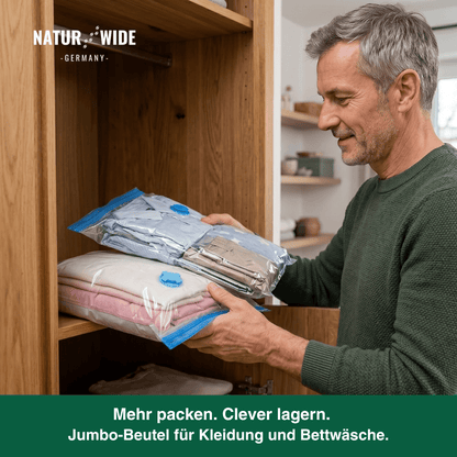 Vakuumbeutel für Kleidung & Bettwäsche – Platzspar-Set 3 Stück