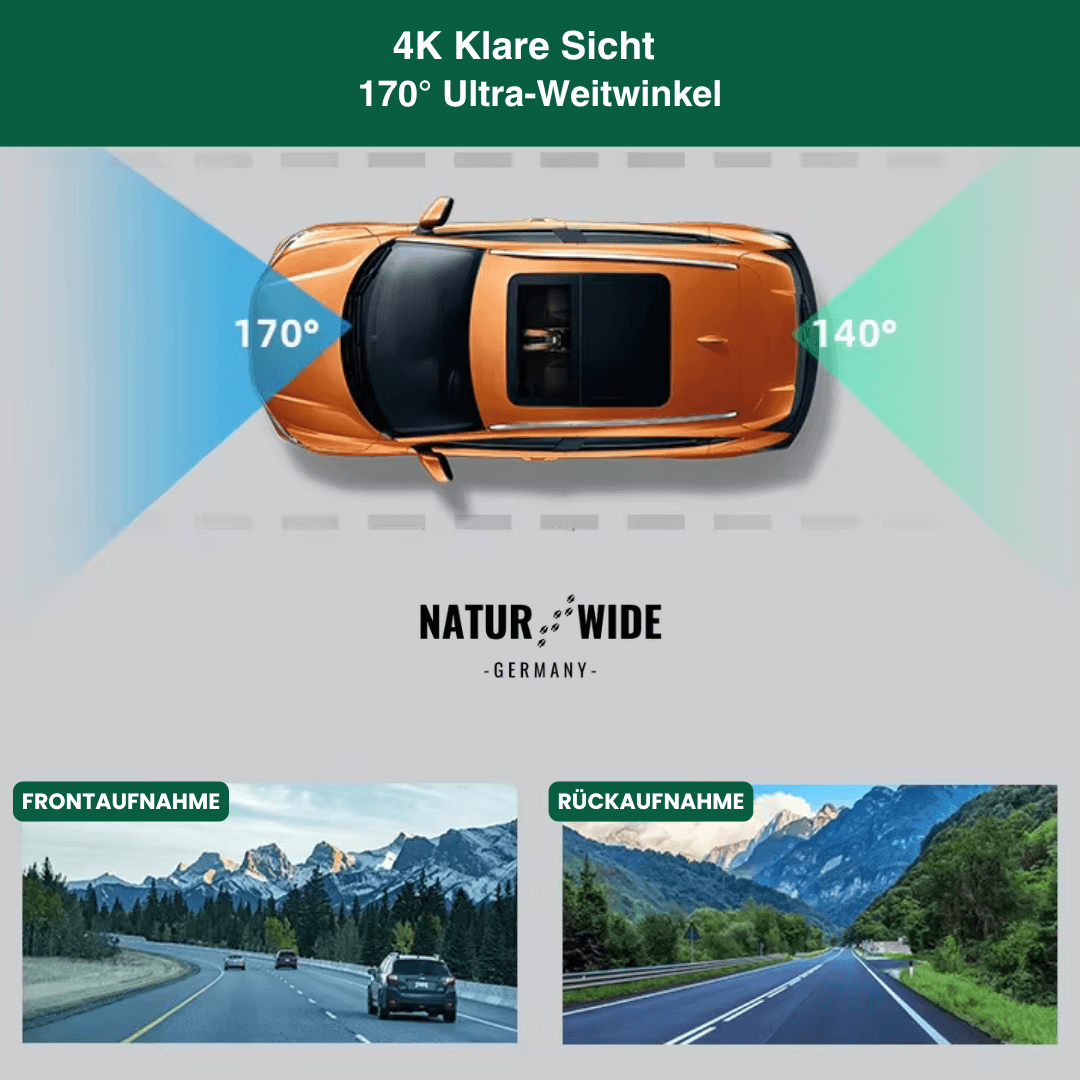 4K Dashcam mit Nachtsicht, Wi-Fi, GPS & 24H Parküberwachung