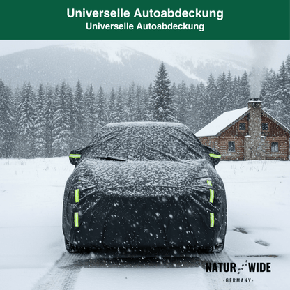 Universelle Allwetter-Autoabdeckung mit Reflektorstreifen für Limousinen & SUVs