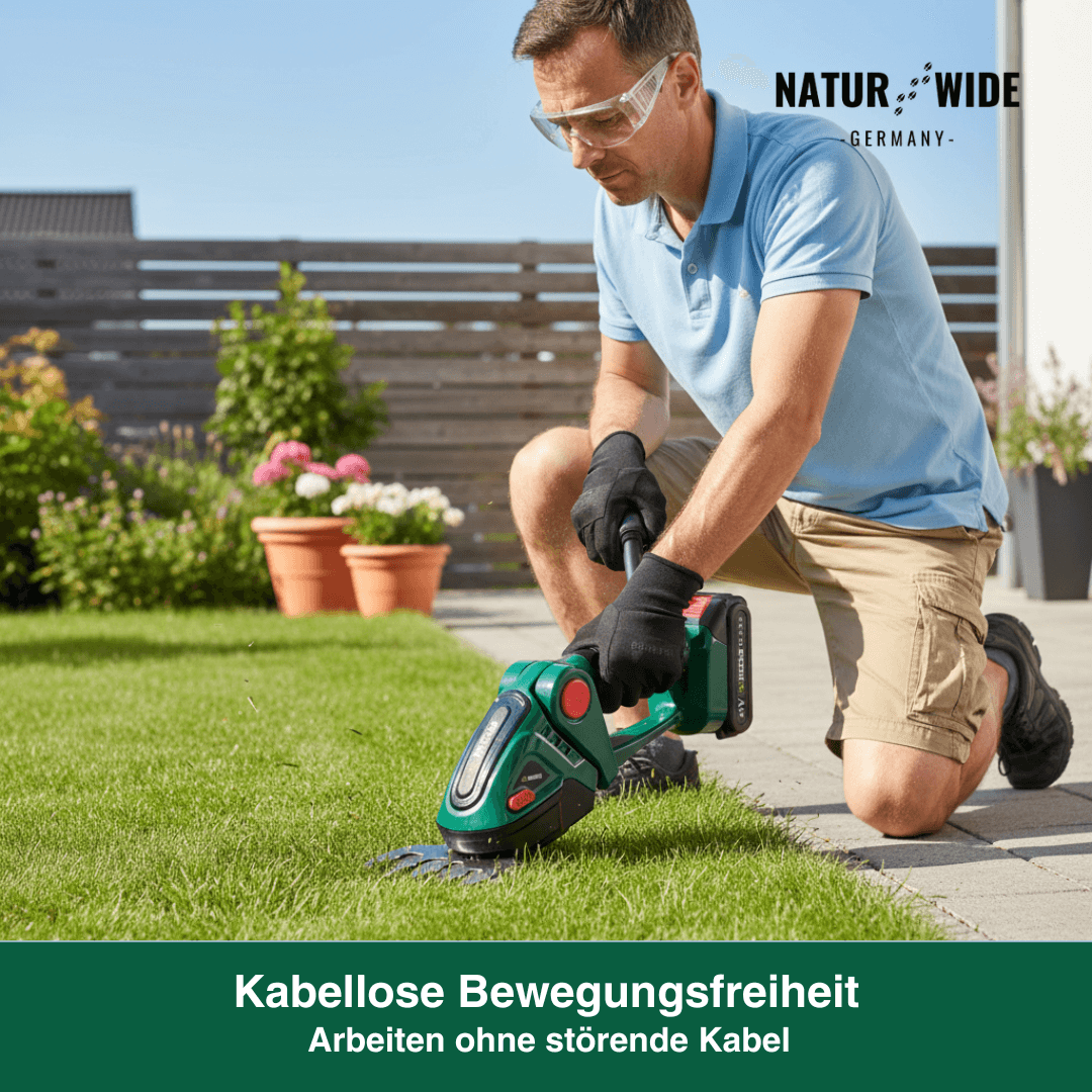 2-in-1 Akku Gras- & Strauchschere – (Verstellbar)
