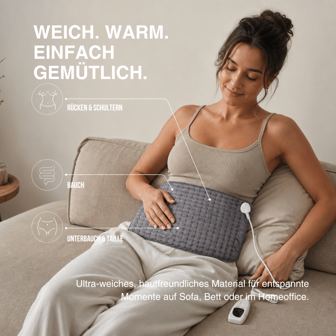 Elektrische Heizdecke – Wärmeauflage für Rücken, Bauch & Beine mit 6 Temperaturstufen