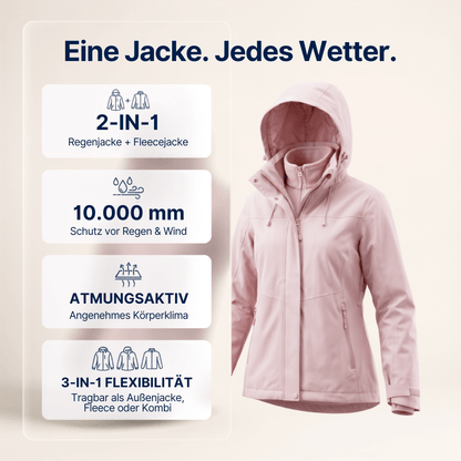 2-in-1 Ultraleichte Regenjacke & Fleecejacke für Frauen – Wind & wasserdicht