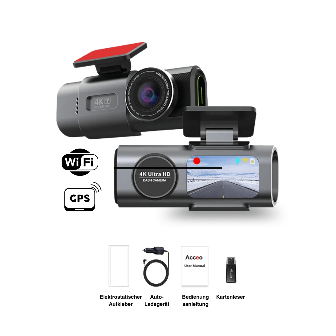 4K Dashcam mit Nachtsicht, Wi-Fi, GPS & 24H Parküberwachung