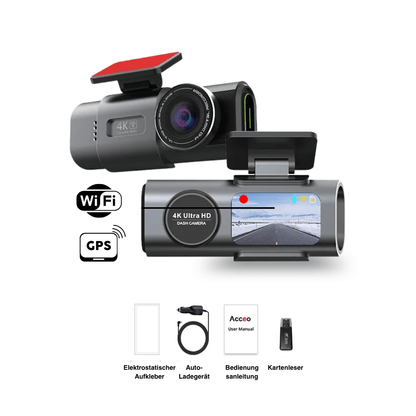 4K Dashcam mit Nachtsicht, Wi-Fi, GPS & 24H Parküberwachung
