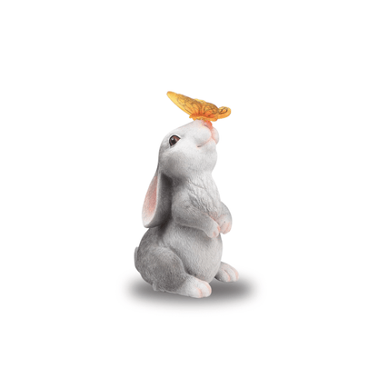 Solar Gartenfigur Hase – Deko Statue mit LED Schmetterling
