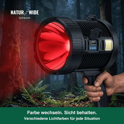 Wiederaufladbarer LED-Strahler – 900000 Lumen, Solar & USB