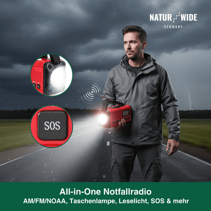 Notfall Kurbelradio 10000mAh 2.0 – Solar, LED-Licht & SOS-Alarm