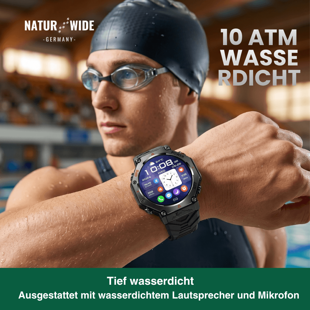 Militär GPS Smartwatch – AMOLED, 10ATM, HD Bluetooth-Anruf