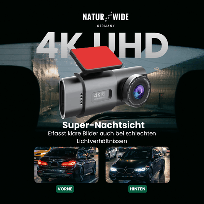 4K Dashcam mit Nachtsicht, Wi-Fi, GPS & 24H Parküberwachung