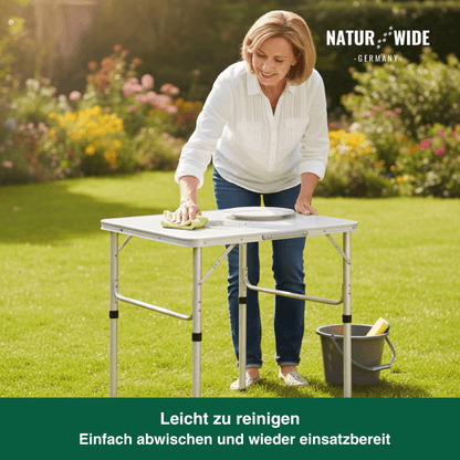 Klappbarer Campingtisch Höhenverstellbar – Alu Koffertisch