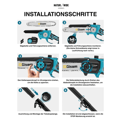 4-in-1 Akku-Teleskopsäge & Astschere – Bürstenlos (18V Kompatibel)