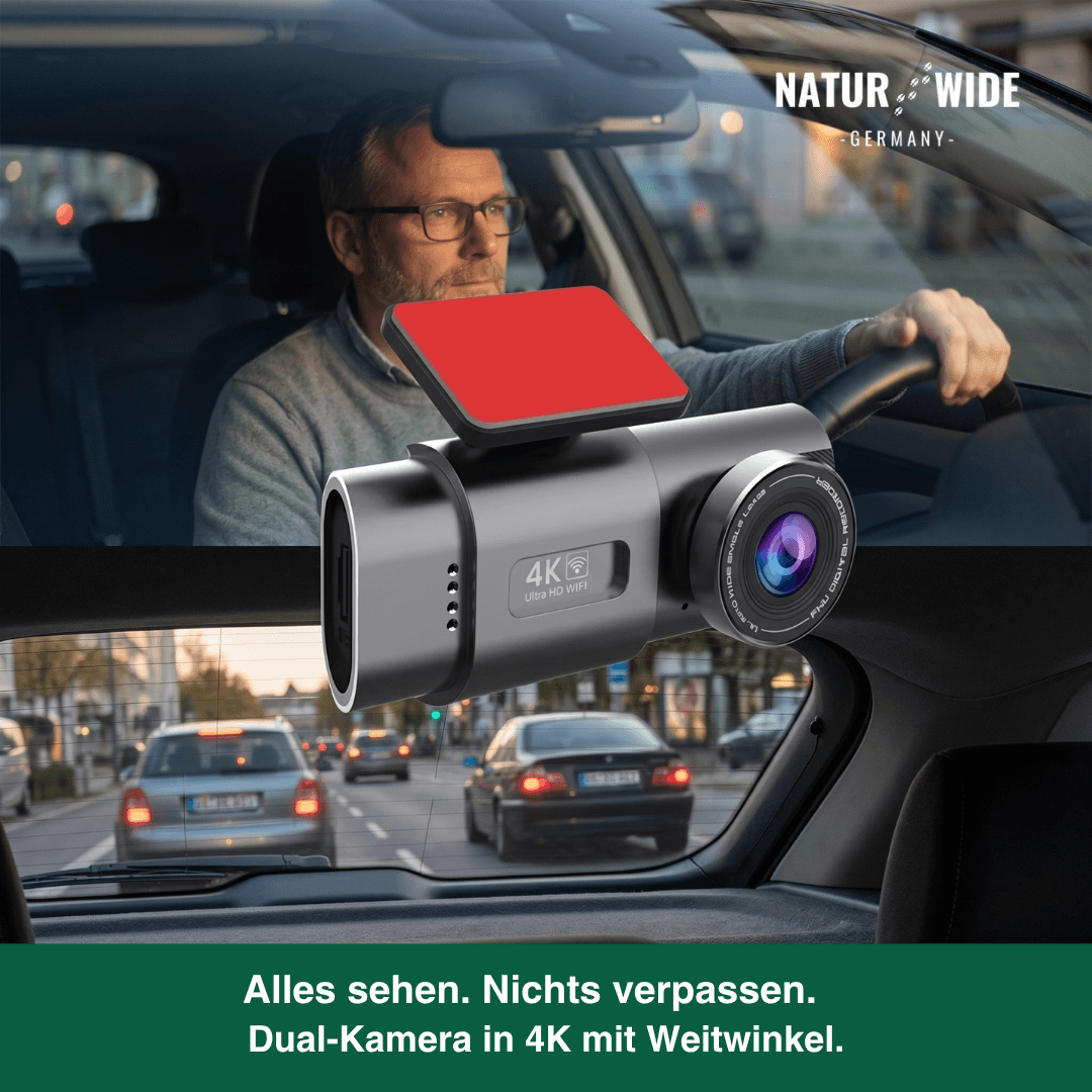 4K Dashcam mit Nachtsicht, Wi-Fi, GPS & 24H Parküberwachung