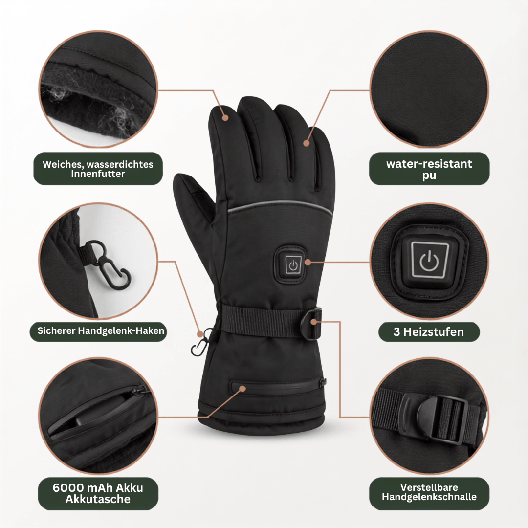 Beheizte Handschuhe – 3 Heizstufen, wasserdicht & winddicht