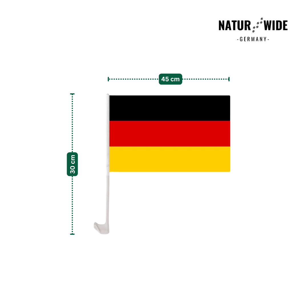 Deutschland Autoflagge 2026 – Polyester mit Kunststoffmast