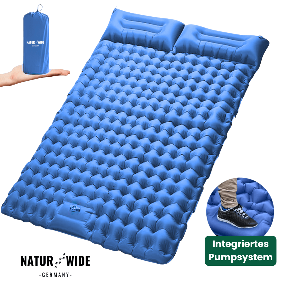 Doppel-Isomatte für 2 Personen mit Fußpumpe – Naturwide