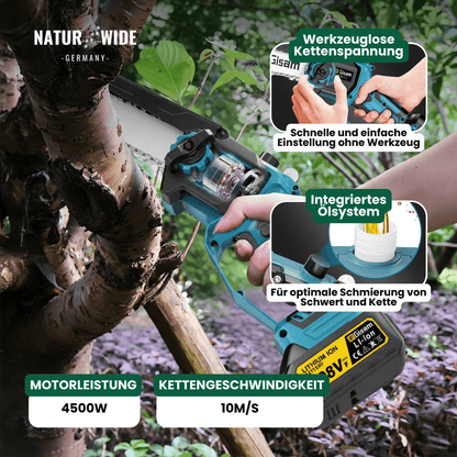 4-in-1 Akku-Teleskopsäge & Astschere – Bürstenlos (18V Kompatibel)