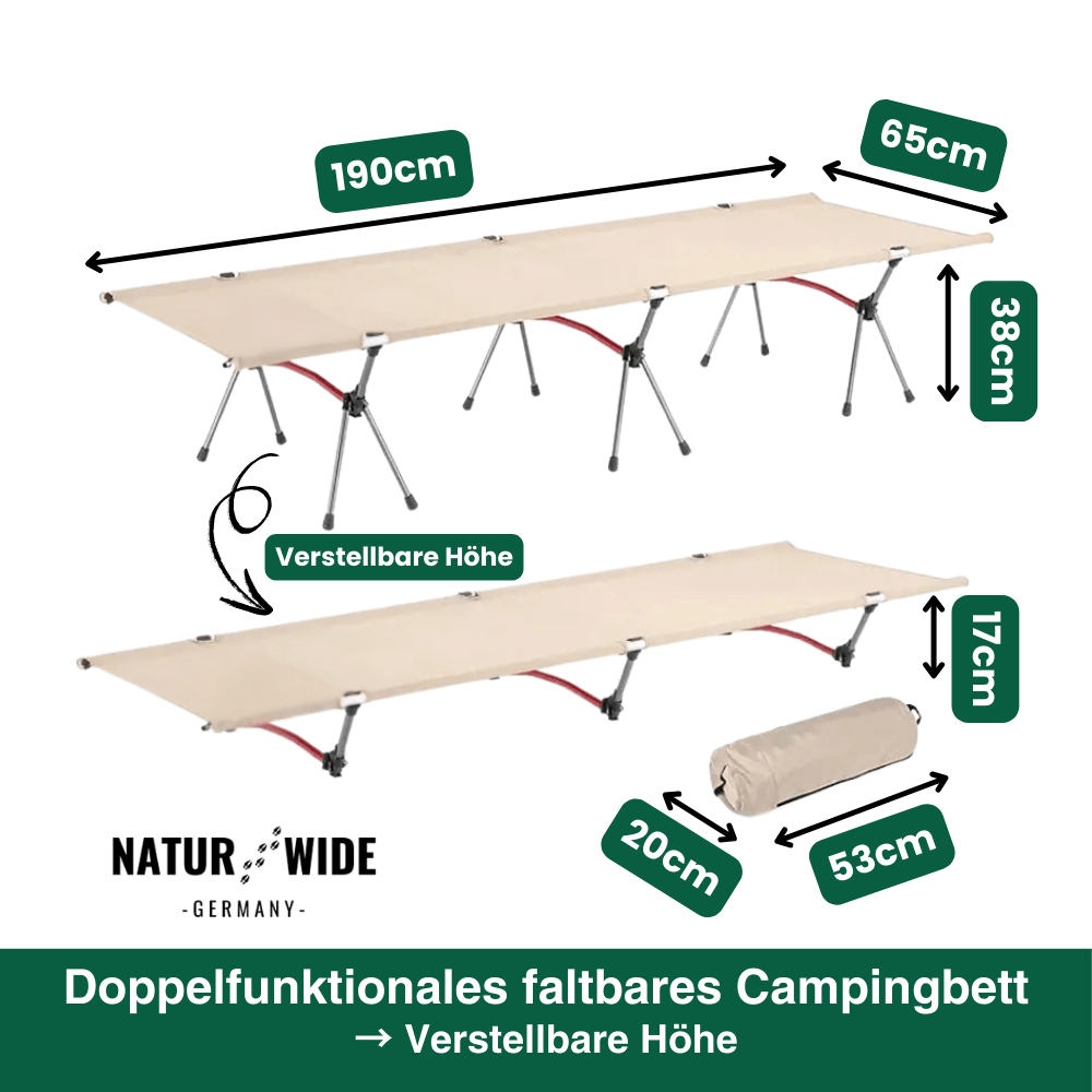 Naturwide Outdoor Feldbett – Ultraleicht & Faltbar