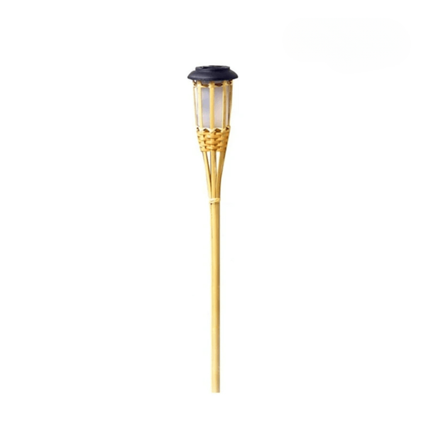 Solar Gartenfackel aus Bambus – LED Flammenlicht