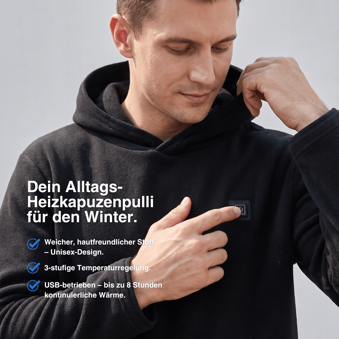 USB Beheizter Hoodie – Unisex Hoodie mit Reißverschluss