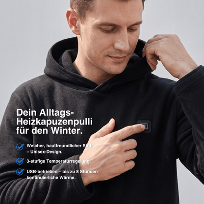 USB Beheizter Hoodie – Unisex Hoodie mit Reißverschluss