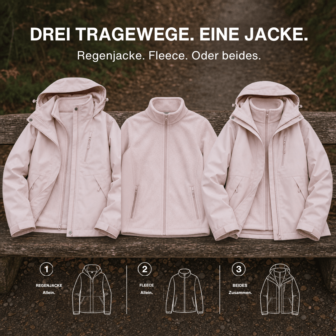 2-in-1 Ultraleichte Regenjacke & Fleecejacke für Frauen – Wind & wasserdicht